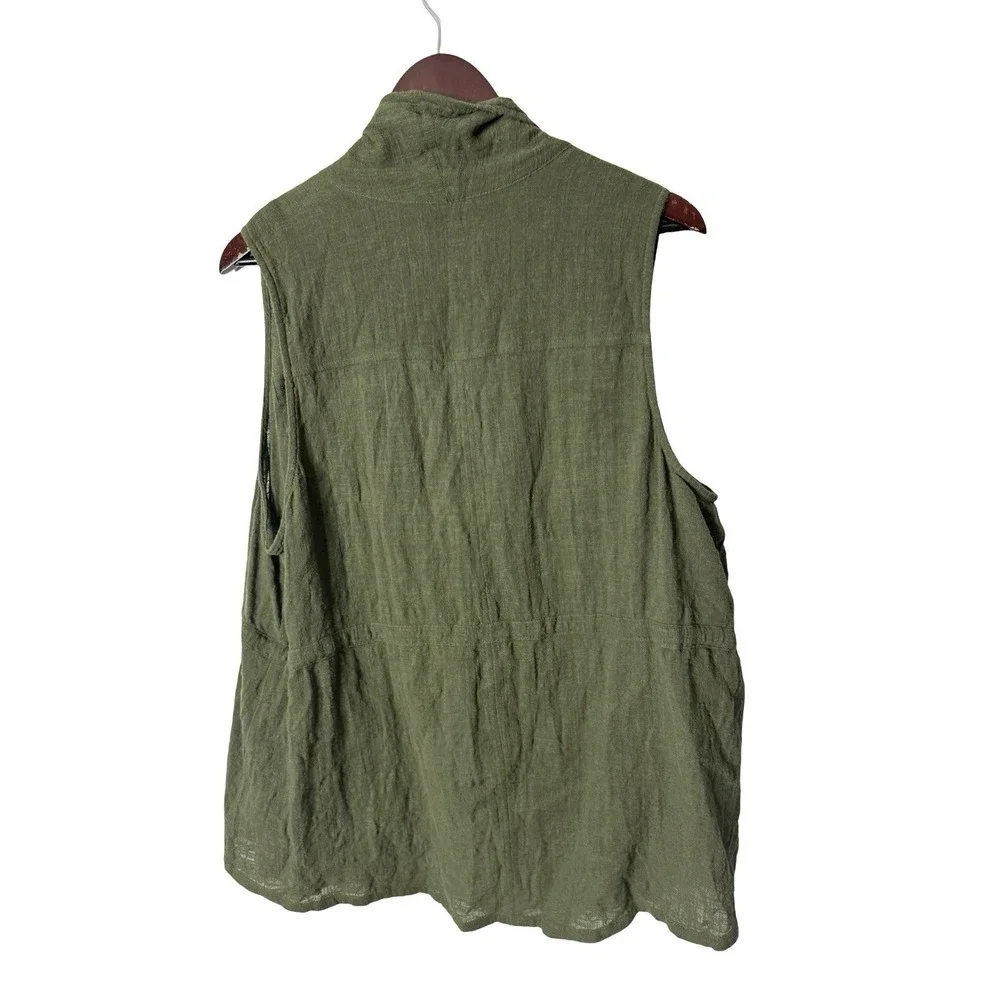 Women's‎ Torrid Gauze Drape Front Vest 1 1X Green